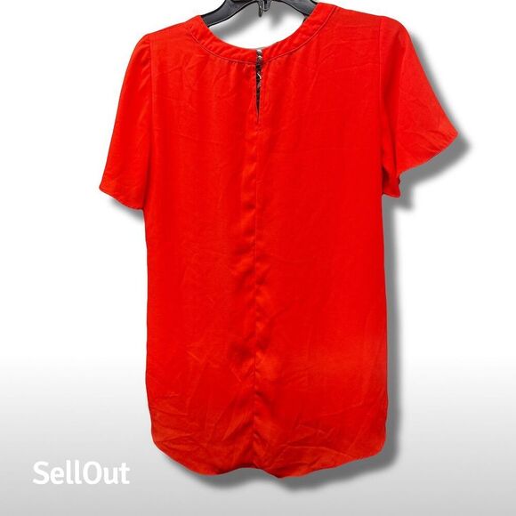 Sami & Jo Women's Orange Short Sleeve Blouse Size S Casual Spring Top - Picture 3 of 7